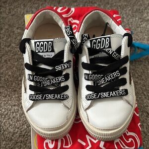 Golden Goose Kids White and Black Sneakers